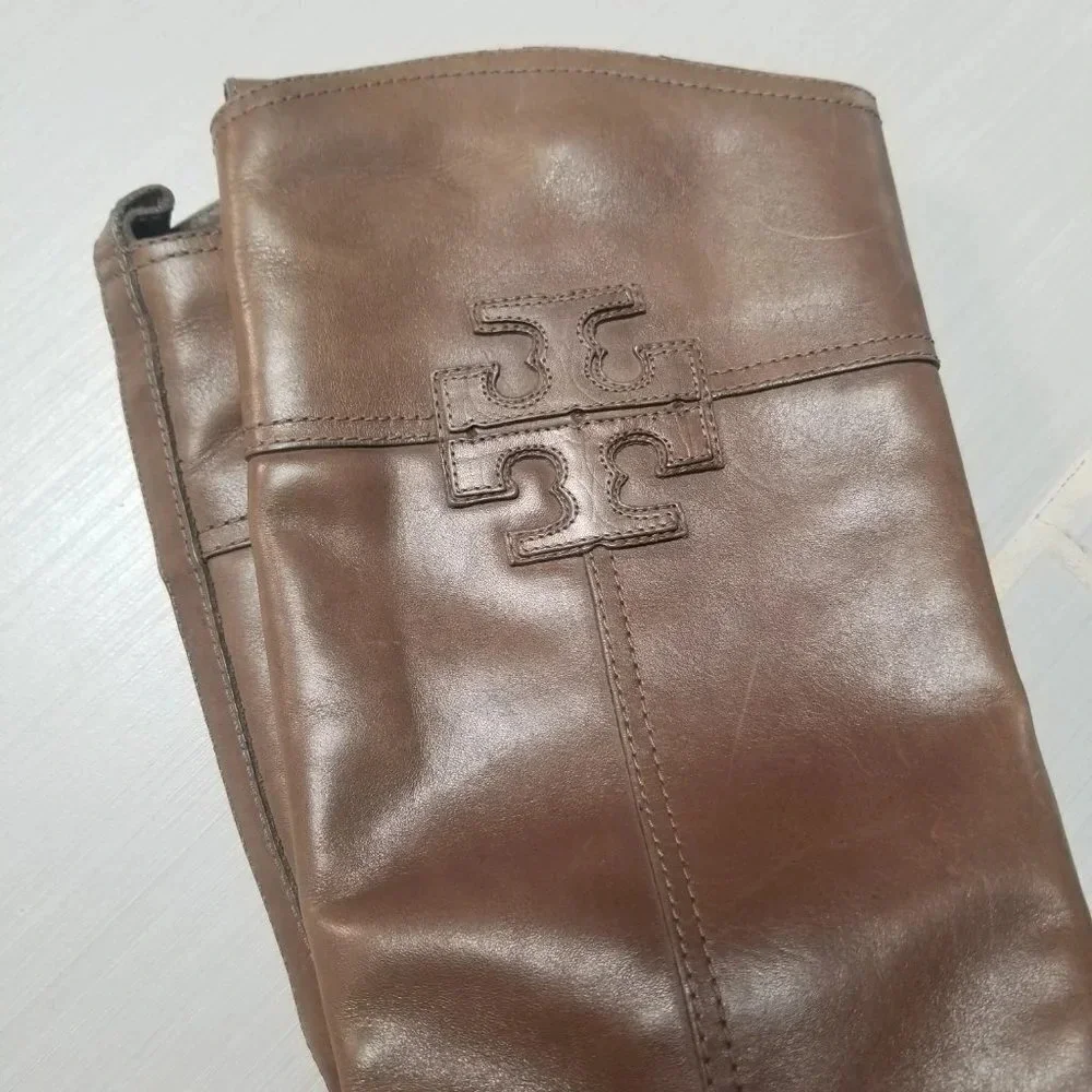 Tory Burch Over The Knee Leather Heeled Boots 5